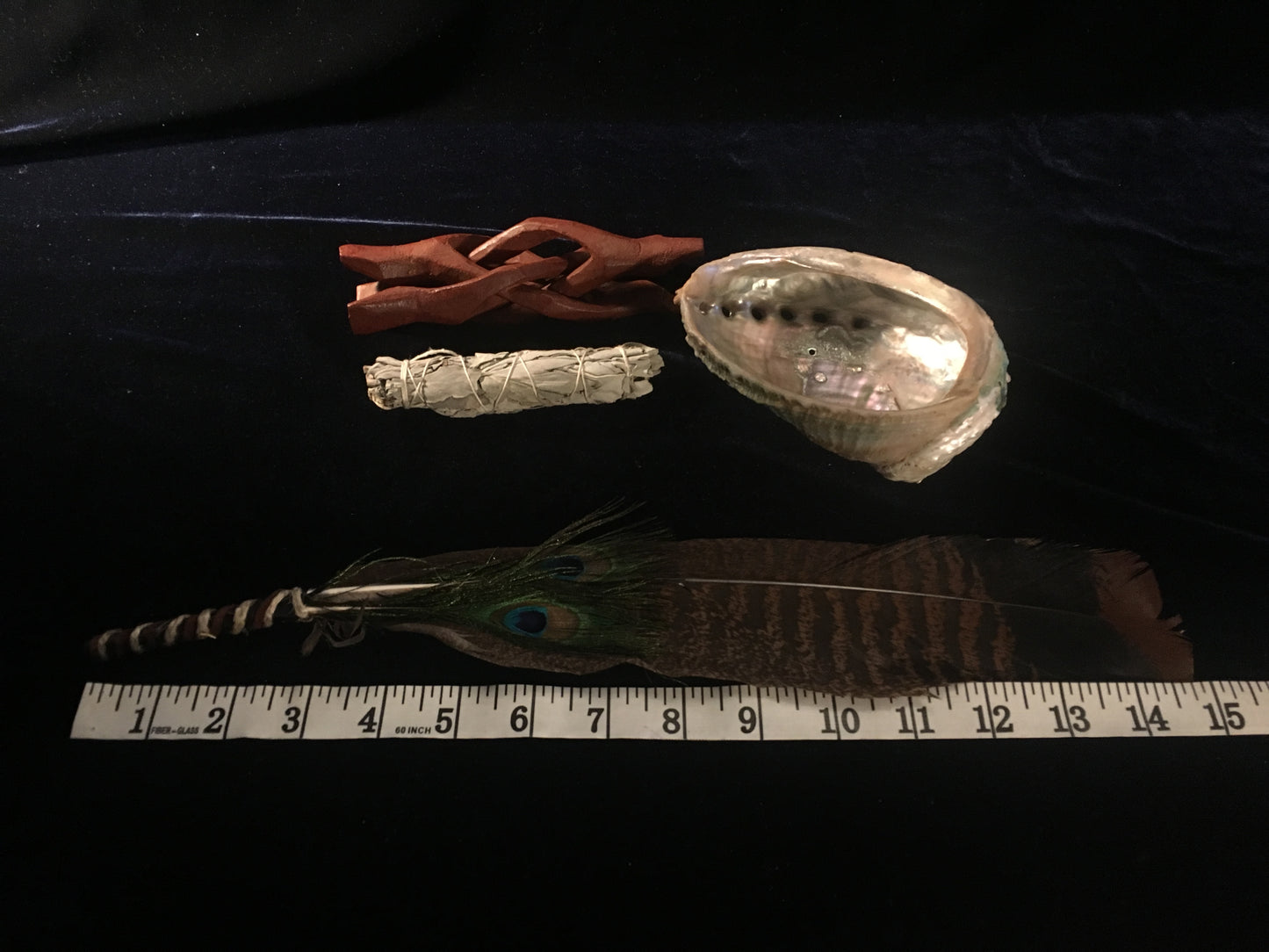 Complete Smudge Kit: Abalone Shell, Stand, Sage, Traditional Feather. Energy Cleansing.