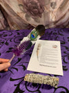 Smudge Kit: White/Brown tip Feather. Energy, Home, Cleansing Clearing kit. Purple Accent.