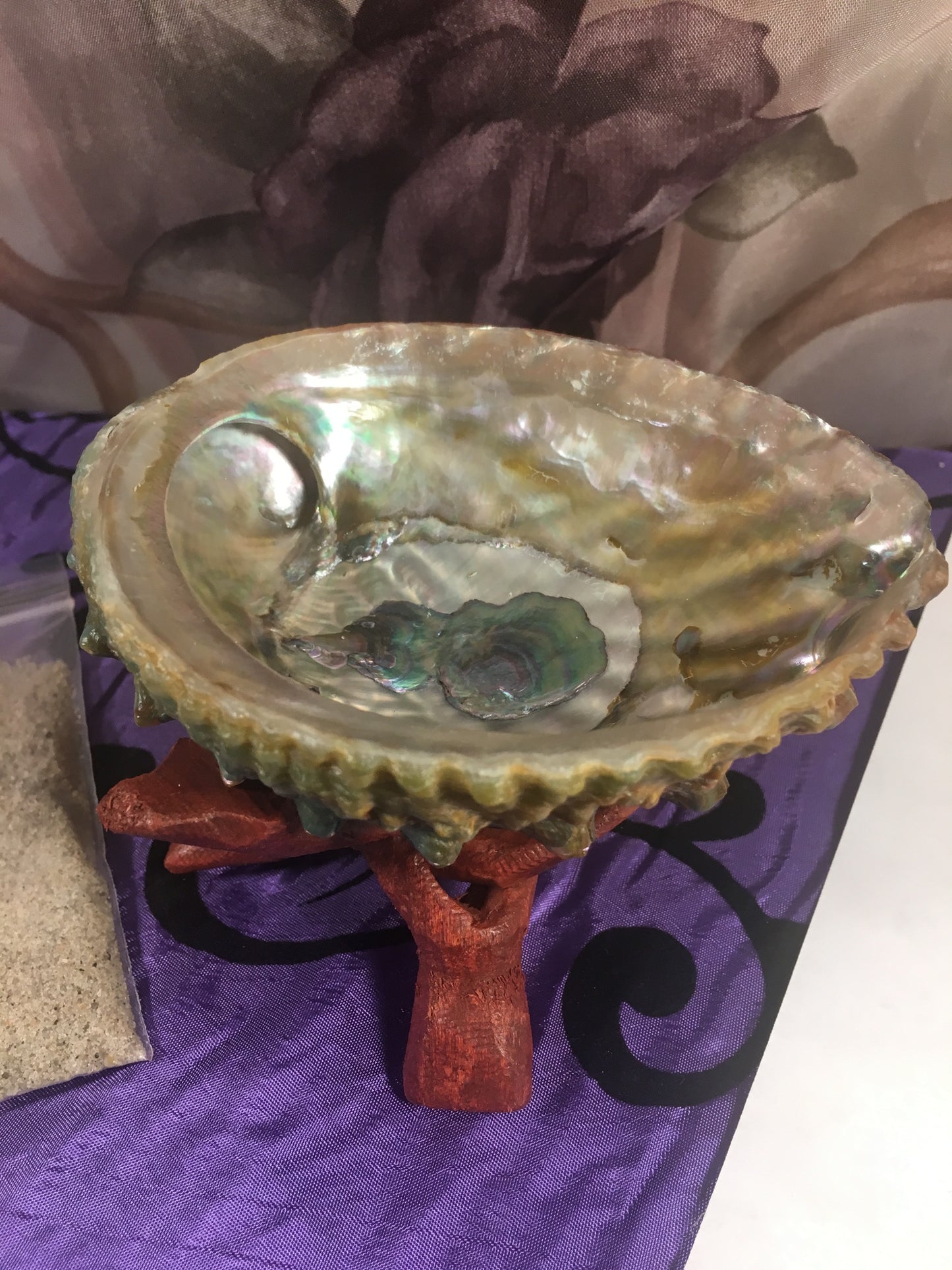 Deluxe Smudge Kit: Abalone Shell, Stand, Sage, Ocean Sand, Traditional Feather