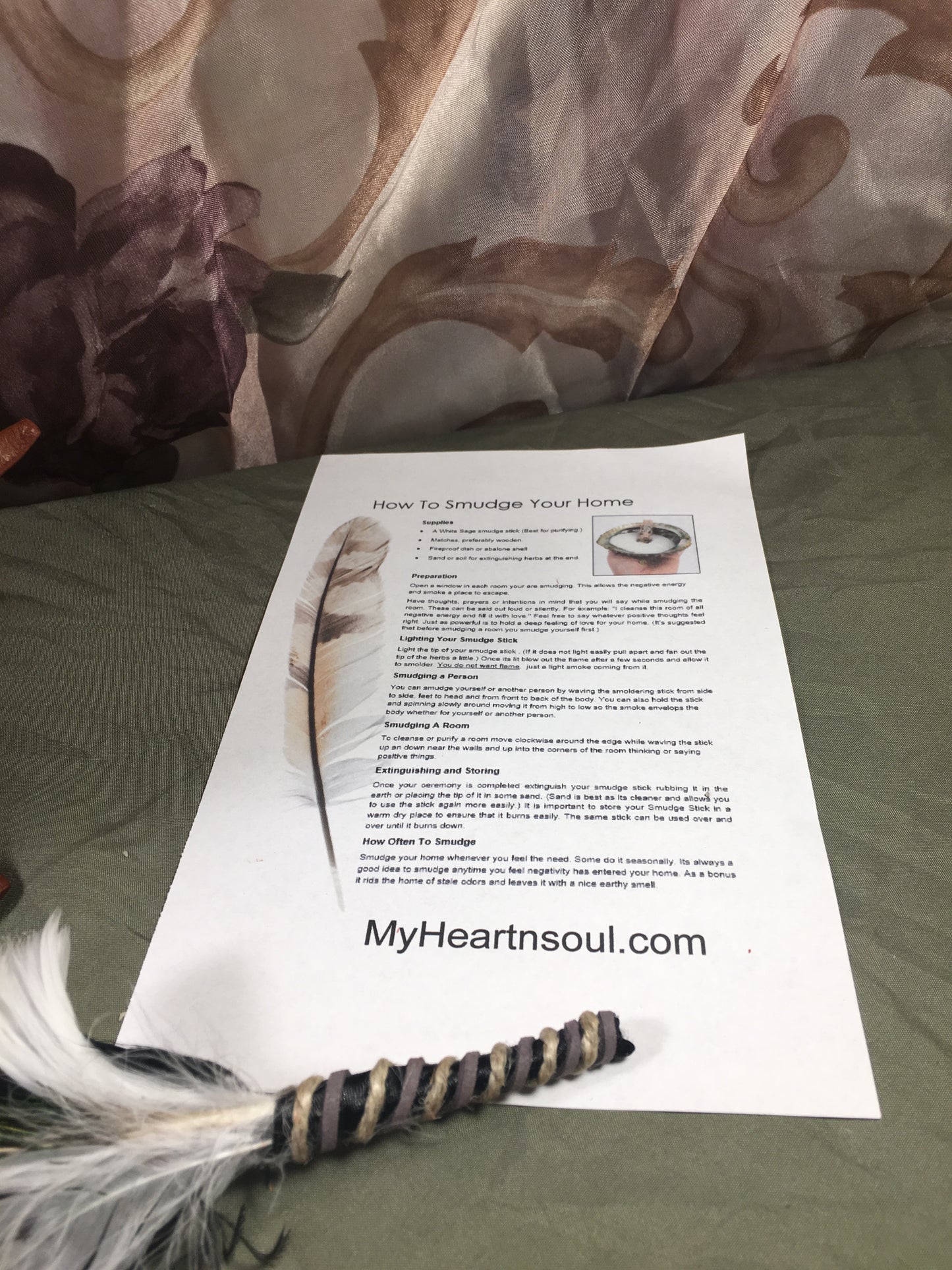 Complete Smudge Kit: Abalone Shell, Stand, Sage, Traditional Feather, Dragon’s Blood and Money Incense Ritual