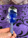 Smudge Kit: White/Brown tip Feather. Energy, Home, Cleansing Clearing kit. Blue Accent.