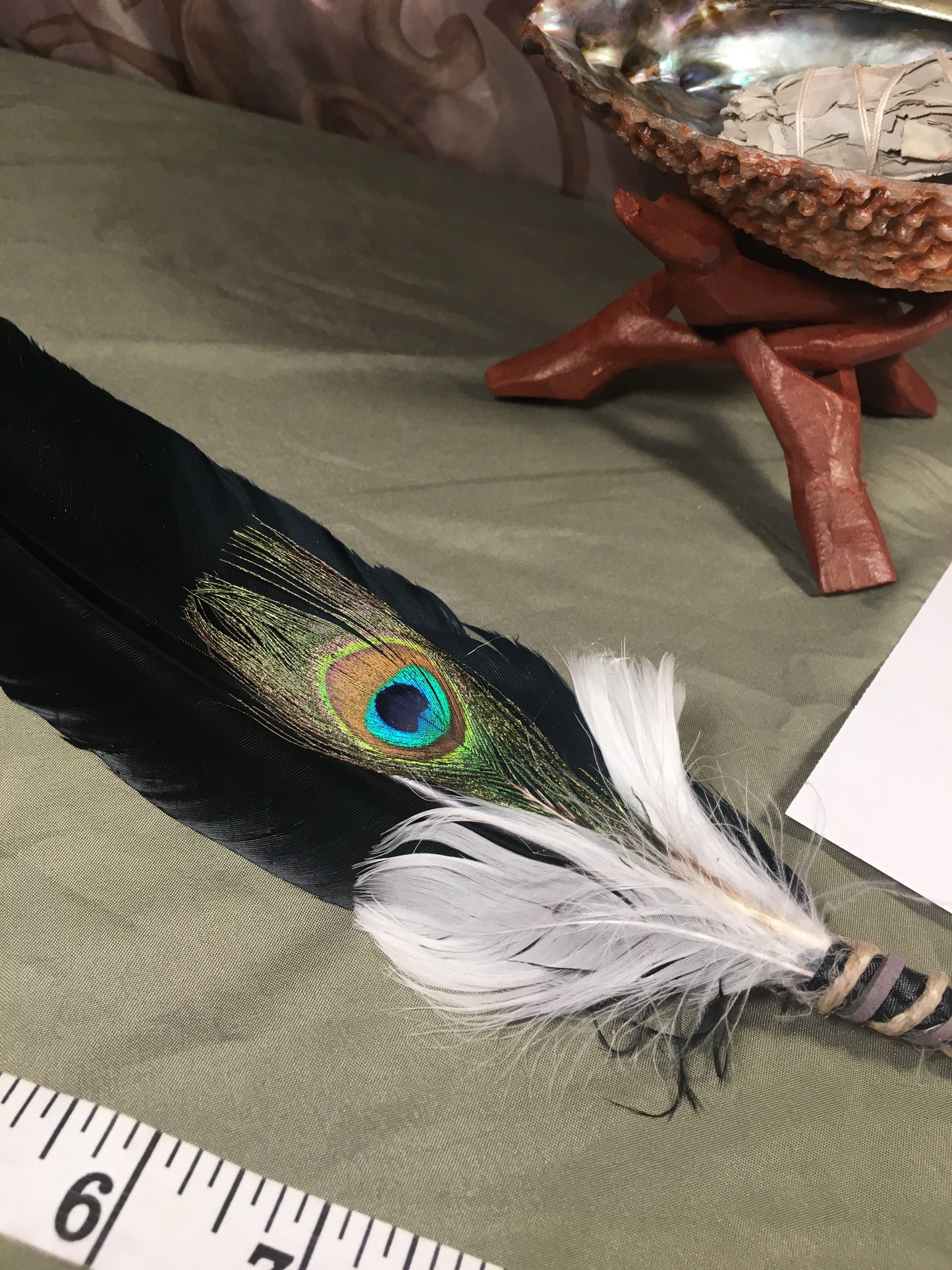 Complete Smudge Kit: Abalone Shell, Stand, Sage, Traditional Black Feather. Clear Bad Energy