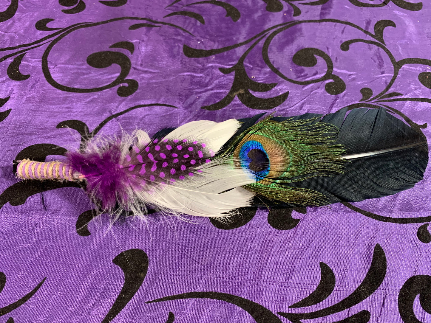 Smudge Kit: Black feather and Sage. Purple Accent. Cleansing Energy.