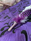 Smudge Kit: White/Brown tip Feather. Energy, Home, Cleansing Clearing kit. Purple Accent.